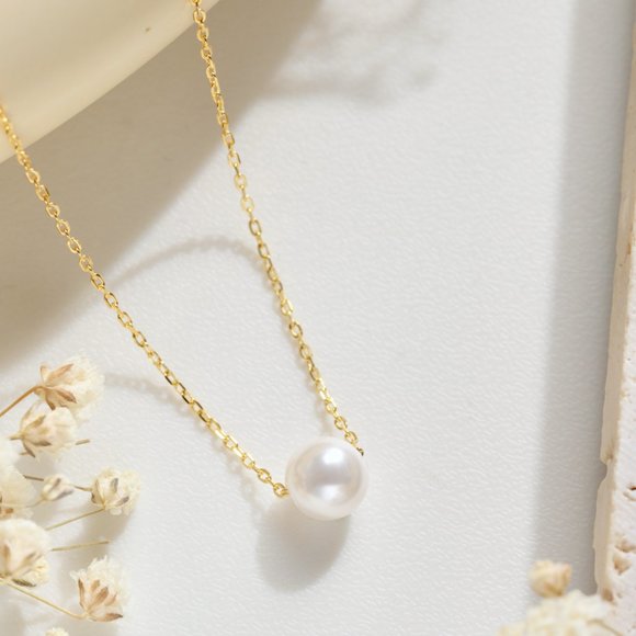 .925 Sterling Silver Vermeil Pearl Necklace with 14K Gold Plating - Picture 3 of 10